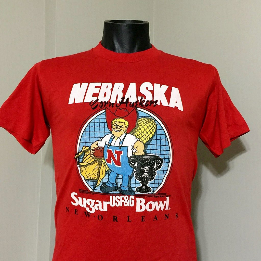 Nos Vintage 80s UsfG Sugar Bowl College Football TShirt M Nebraska Cornhuskers